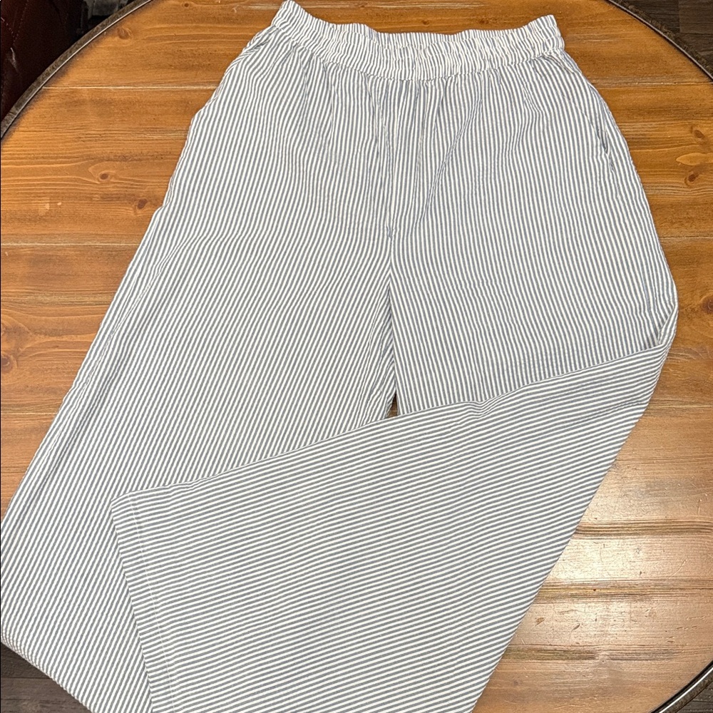 RVCA Black and White Striped Wide Leg Pants